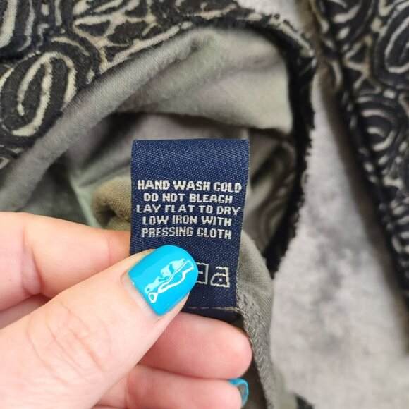 Black & Tan Geometric Pattern Long Sleeve Dress By Max Edition L Babydoll Office - Picture 9 of 11